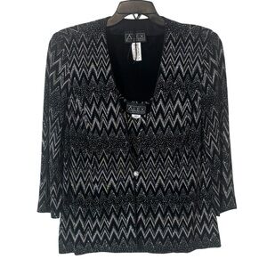 Alex Evenings 2 Piece Chevron Metallic Top and Jacket Twin Set